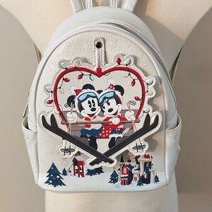 Loungefly White Backpack with Mickey and Minnie Design